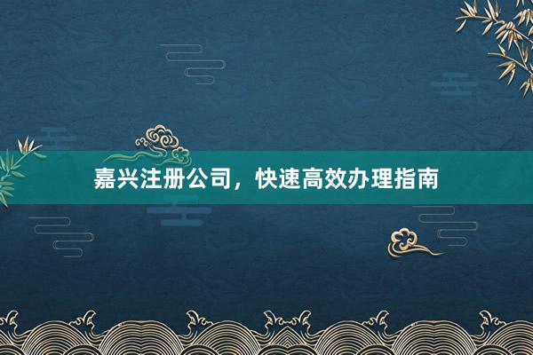 嘉兴注册公司，快速高效办理指南