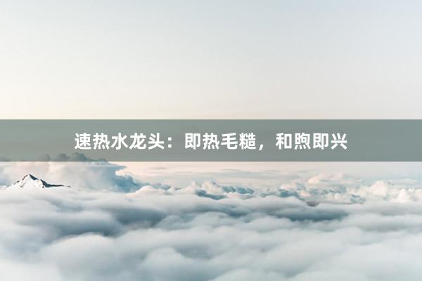 速热水龙头：即热毛糙，和煦即兴